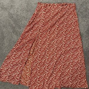 Floral Red Skirt with Slit (L)